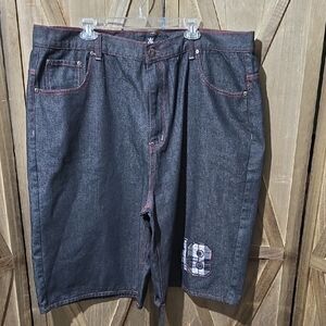 NWOT Red Ape Vintage Black Denim Shorts Red Sticthing Mens Size 46